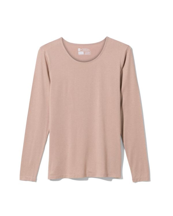 dames temptech T-shirt lange mouw beige
