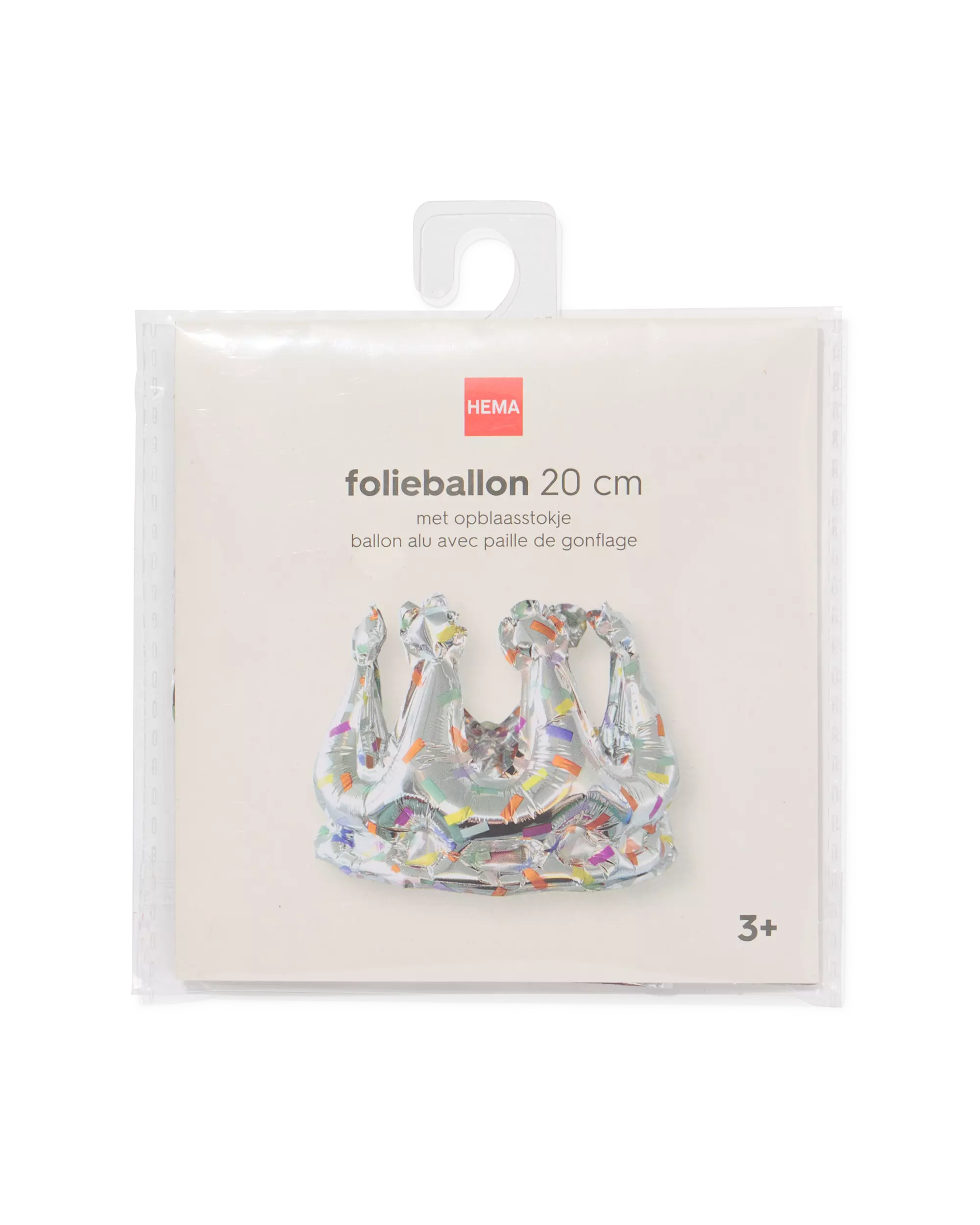 Folienballon Krone, 20 cm, Konfetti