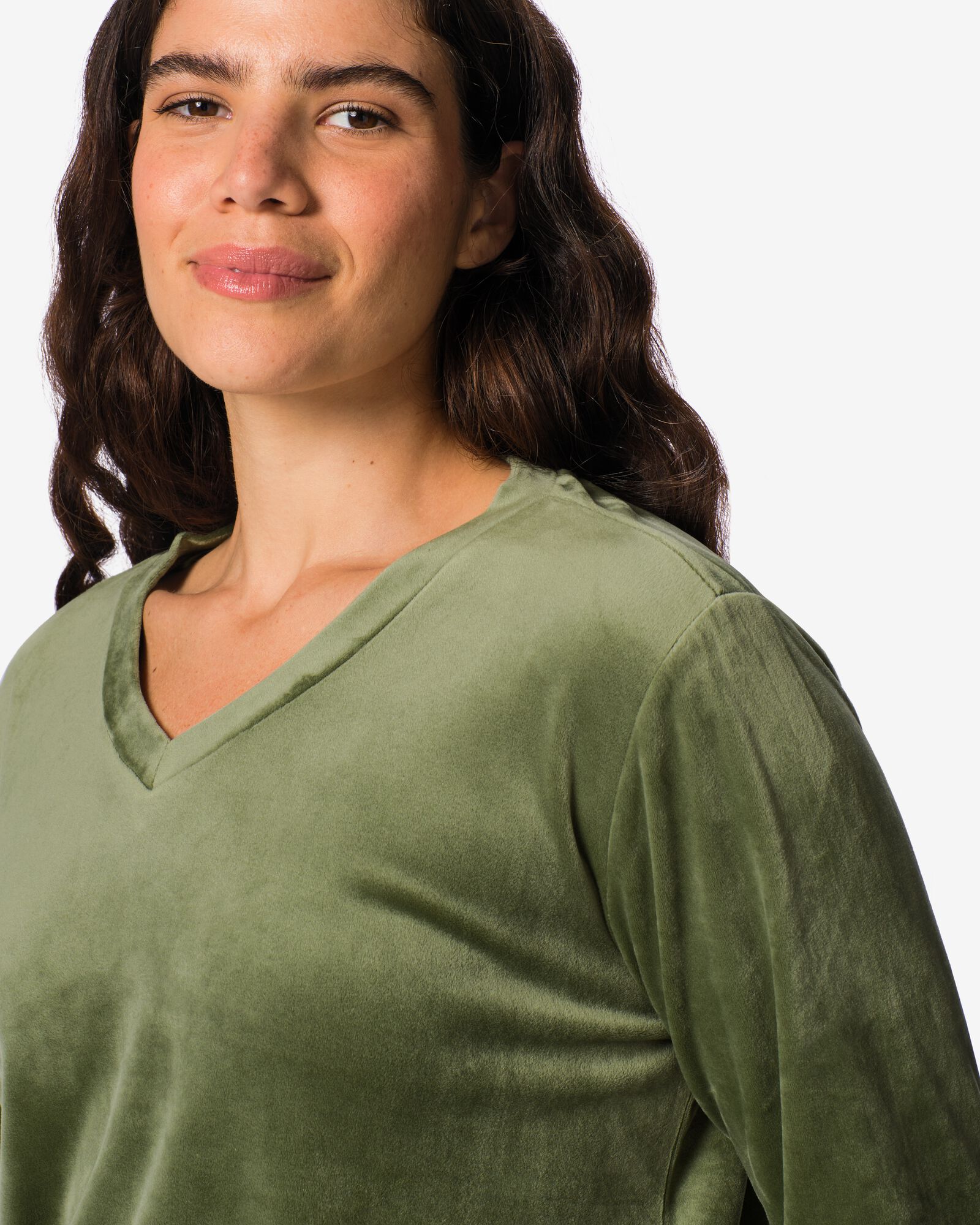 Damenshirt aus Samt gr&uuml;n gr&uuml;n - 23401373GREEN - HEMA
