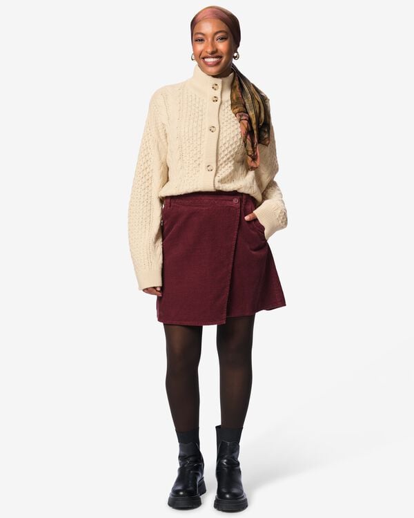 jupe pour femme coupe classique c&ocirc;tel&eacute;e bordeaux bordeaux - 36214370BURGUNDYRED - HEMA