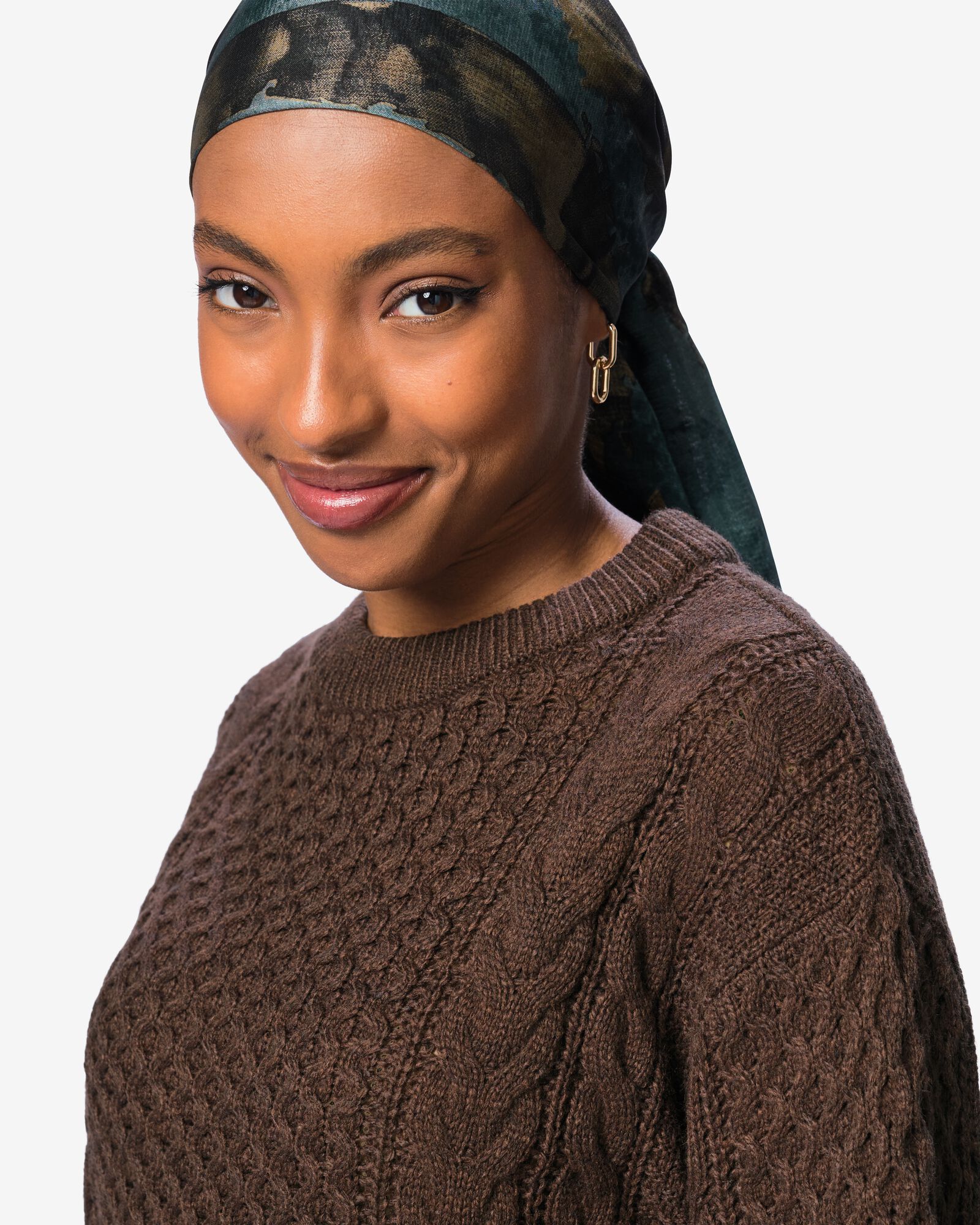 damestrui Zelda kabel grofgebreid bruin bruin - 36214540BROWN - HEMA