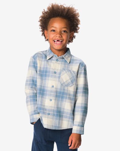 kinderoverhemd ruiten ecru ecru - 30729701ECRU - HEMA