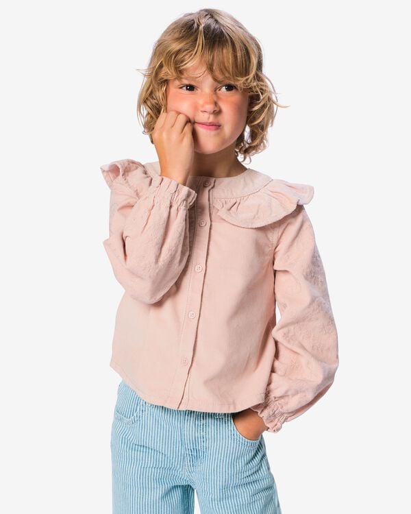 kinderblouse corduroy bloemen lichtroze