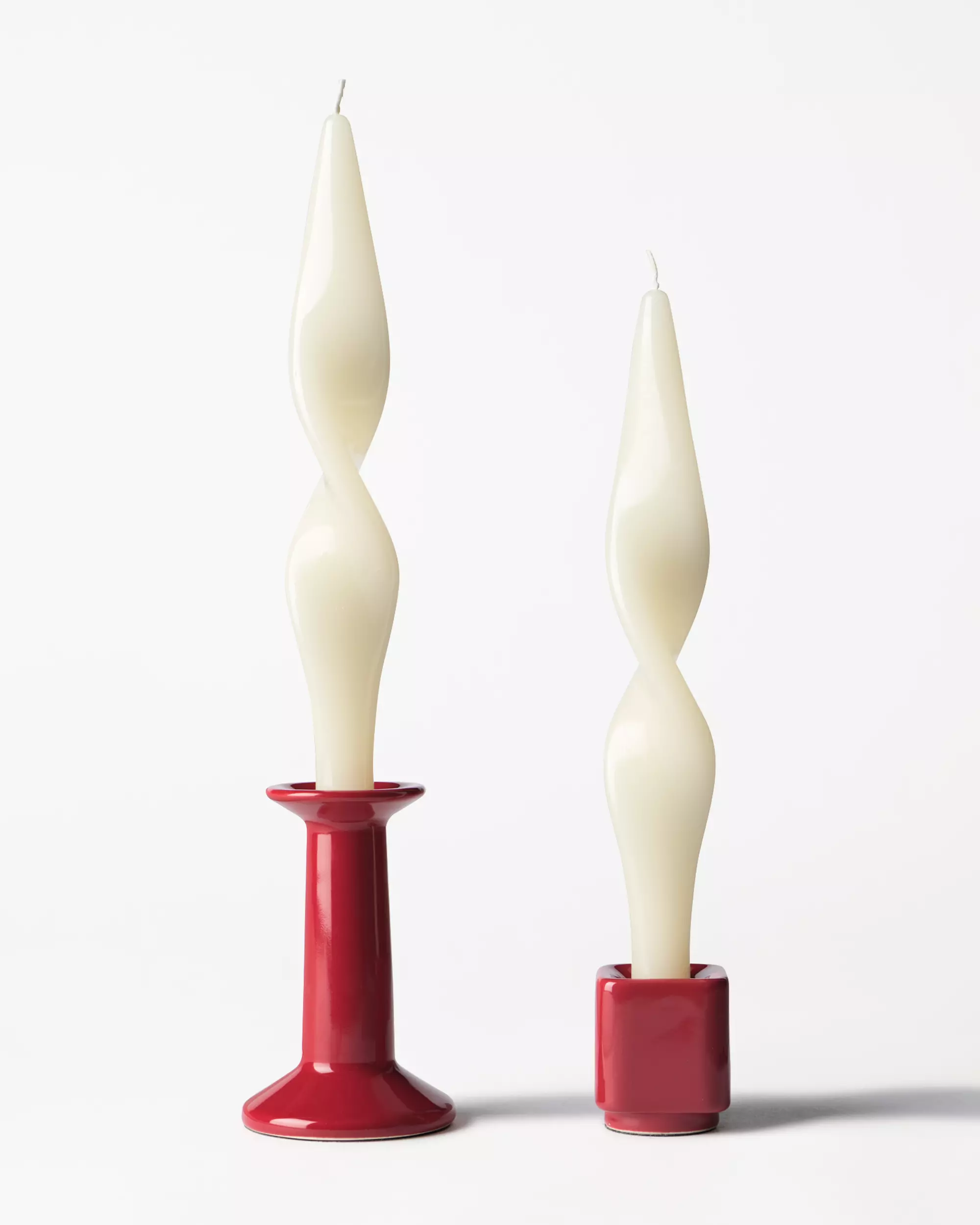 bougies longues XL ⌀4,3 x 27 cm torsadées couleur naturelle - lot de 2