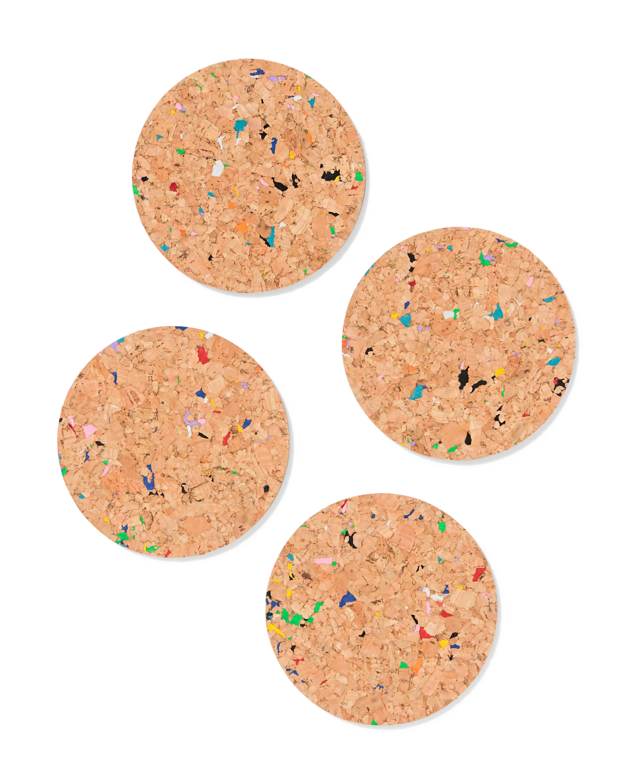 onderzetters Ø 9.5 cm kurk recycled terrazzo - 4 stuks