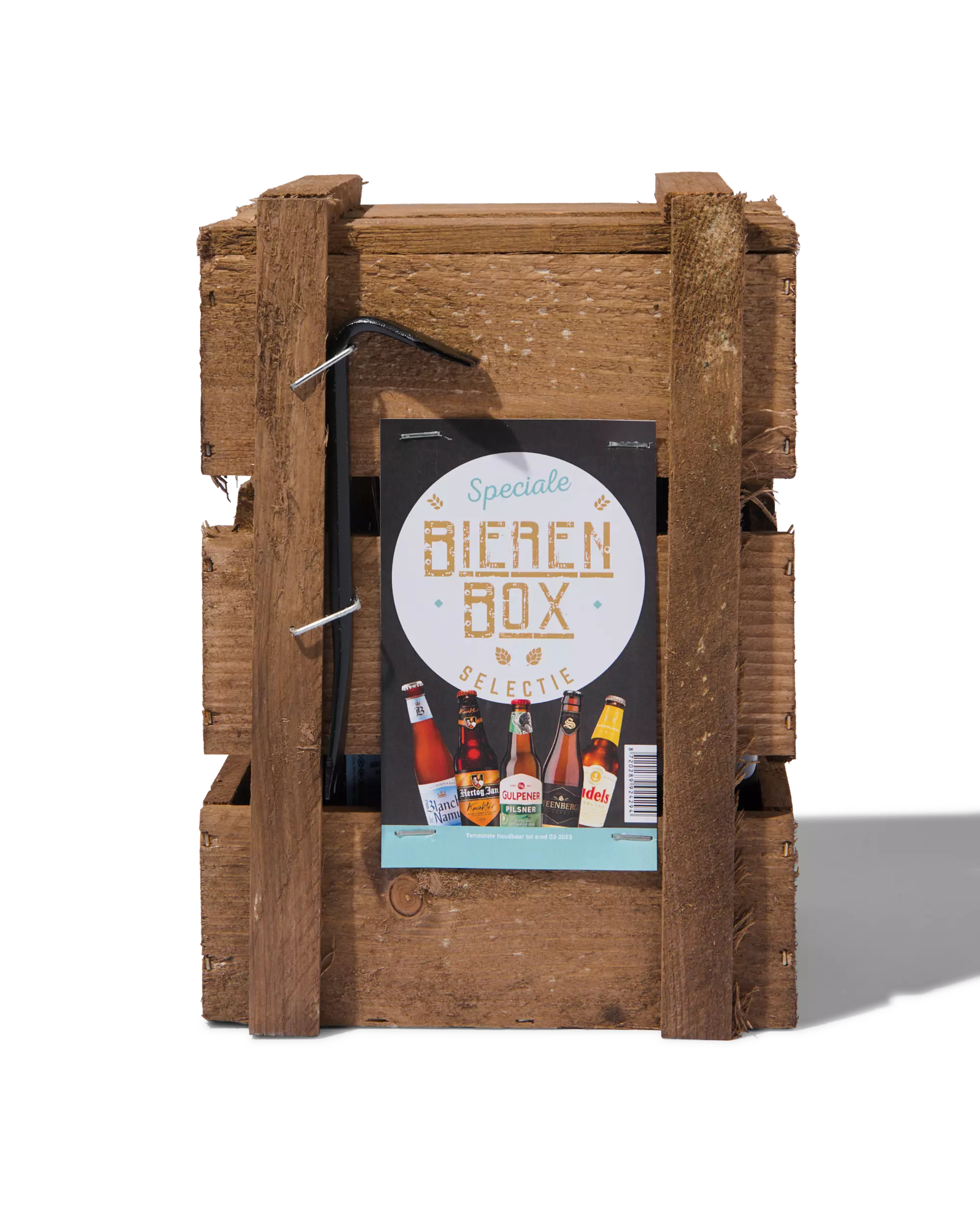 caisse de bières avec pied-de-biche