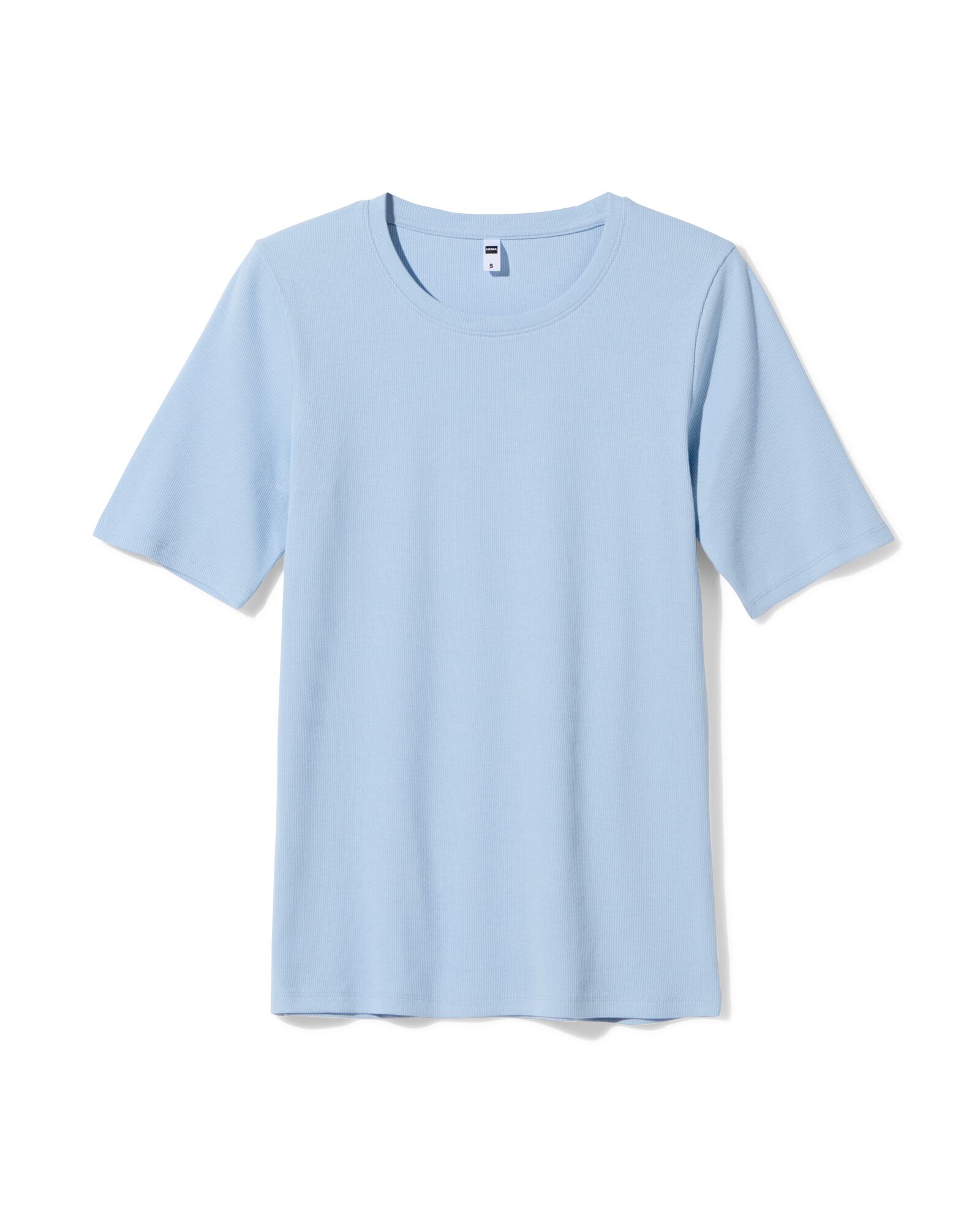 Damen-T-Shirt, normale Passform, gerippt blau blau - 36370085BLUE - HEMA