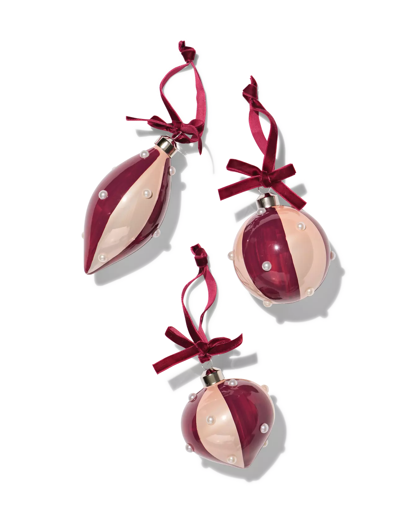 boules de Noël verre perles - 3 pièces