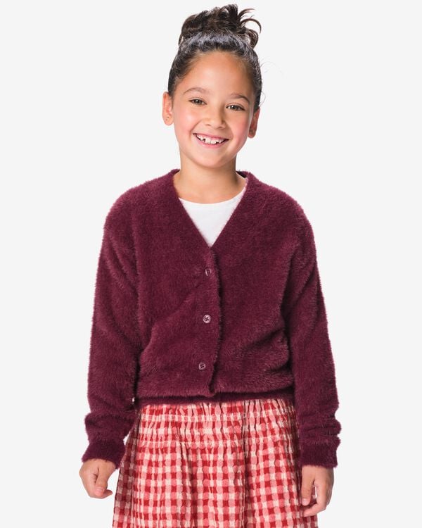 cardigan enfant grosse maille bordeaux bordeaux - 30872015BURGUNDYRED - HEMA