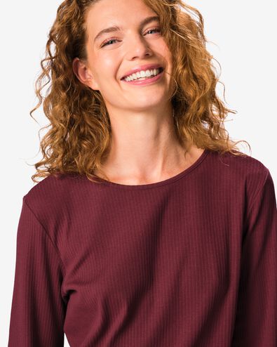 pyjama femme coton c&ocirc;tel&eacute; carreaux rouge fonc&eacute; rouge fonc&eacute; - 23401924DARKRED - HEMA