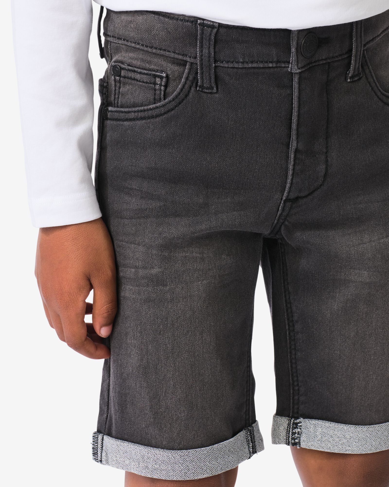 kindershort jogdenim zwart - 30732510BLACK - HEMA