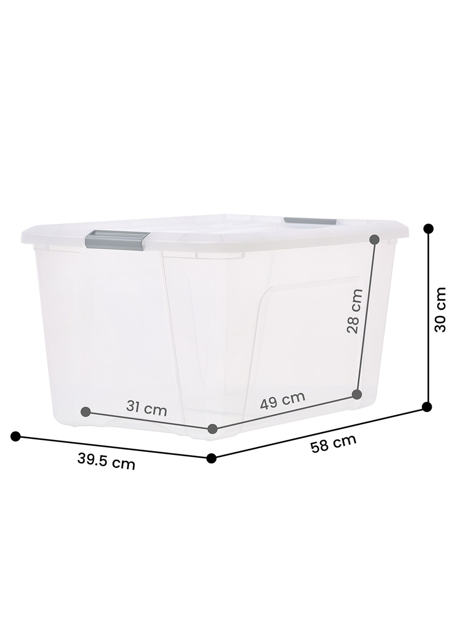 bo&icirc;te de rangement 45L Tokyo transparent 58x39.5x30 recycl&eacute;e 58 x 39.5 x 30 Tokyo - 39810409 - HEMA