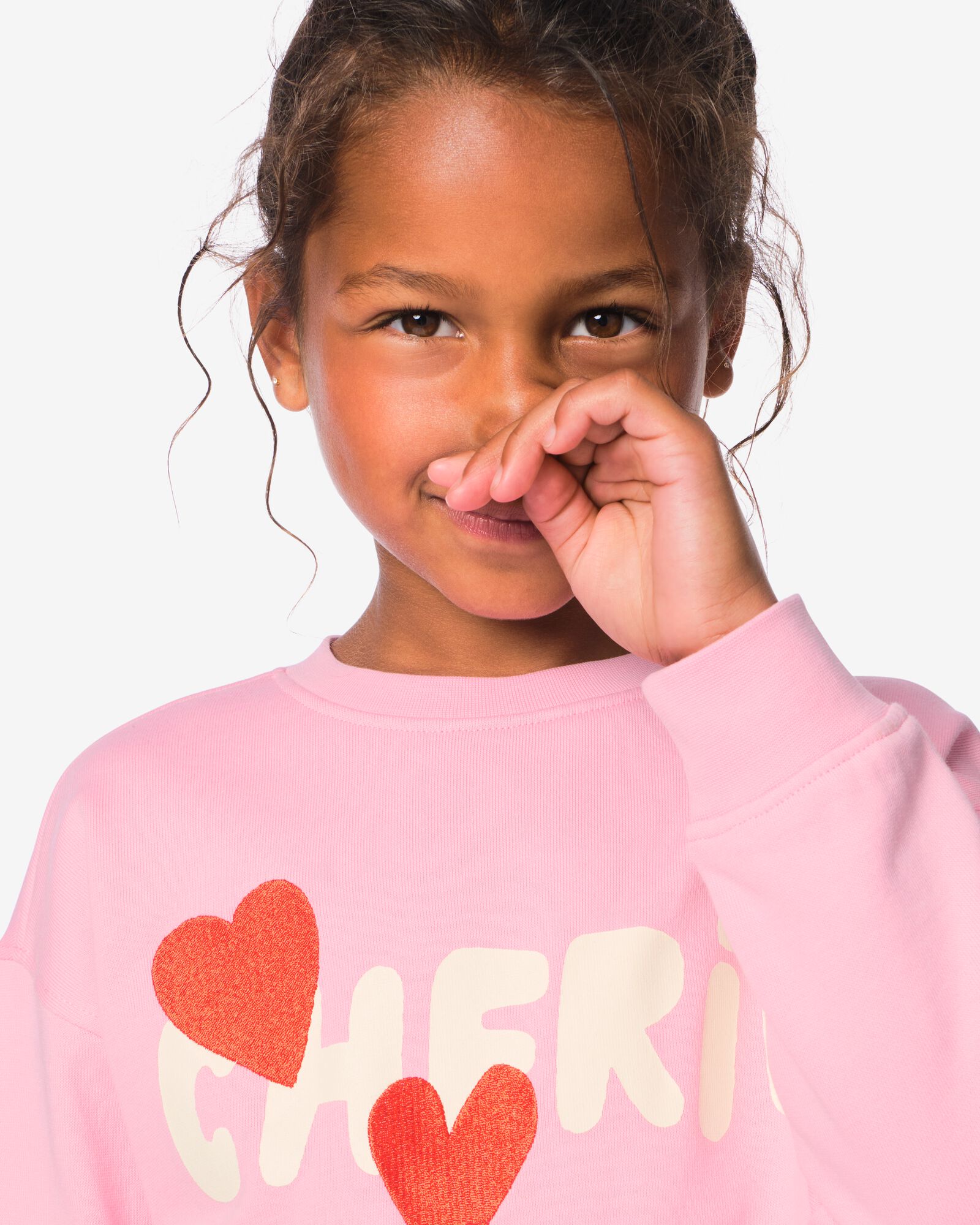 pull enfant tissu sweat c&oelig;urs rose rose - 30866505PINK - HEMA