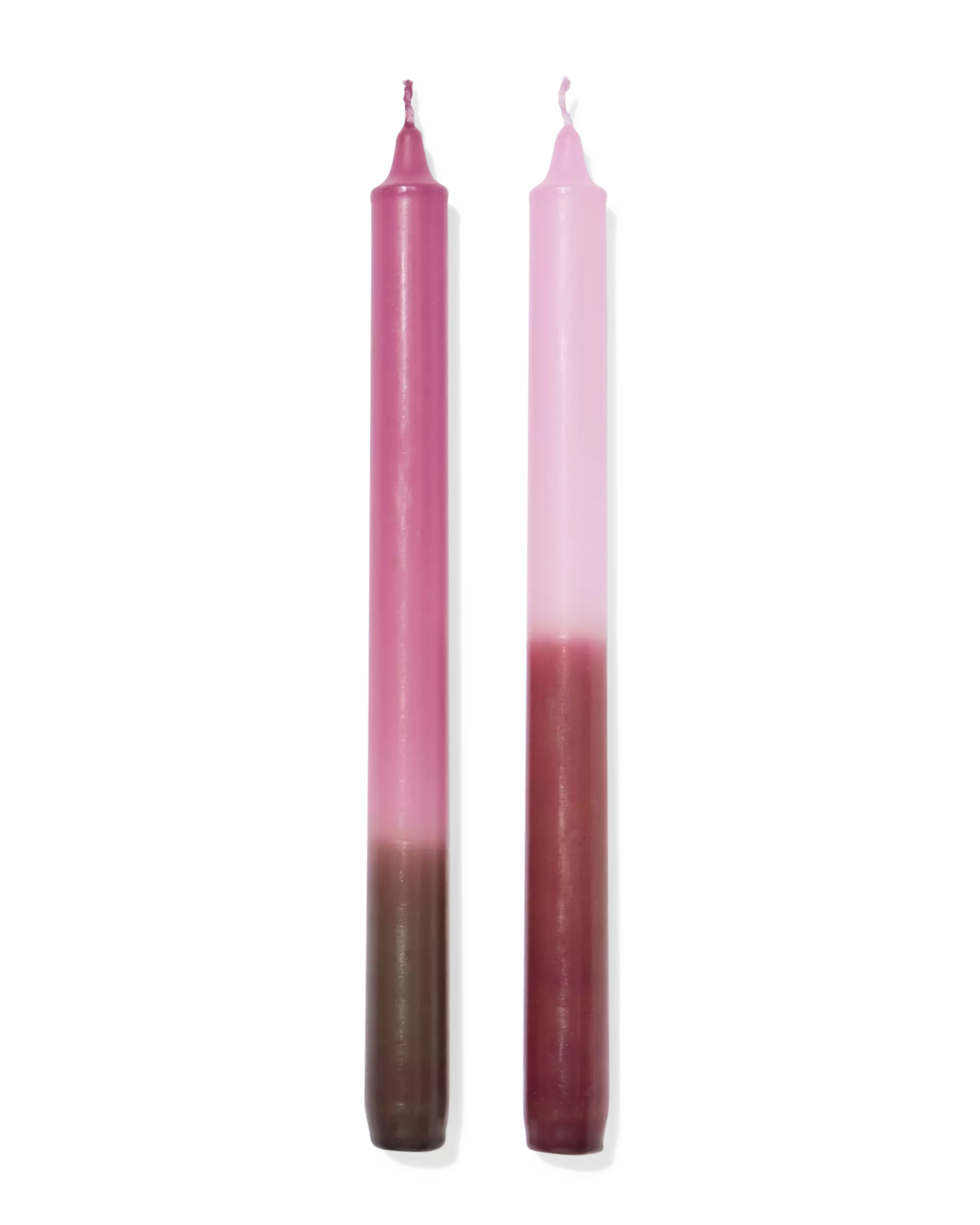 bougies longues ⌀2,2x25cm dégradé de couleurs rose - 2 pièces
