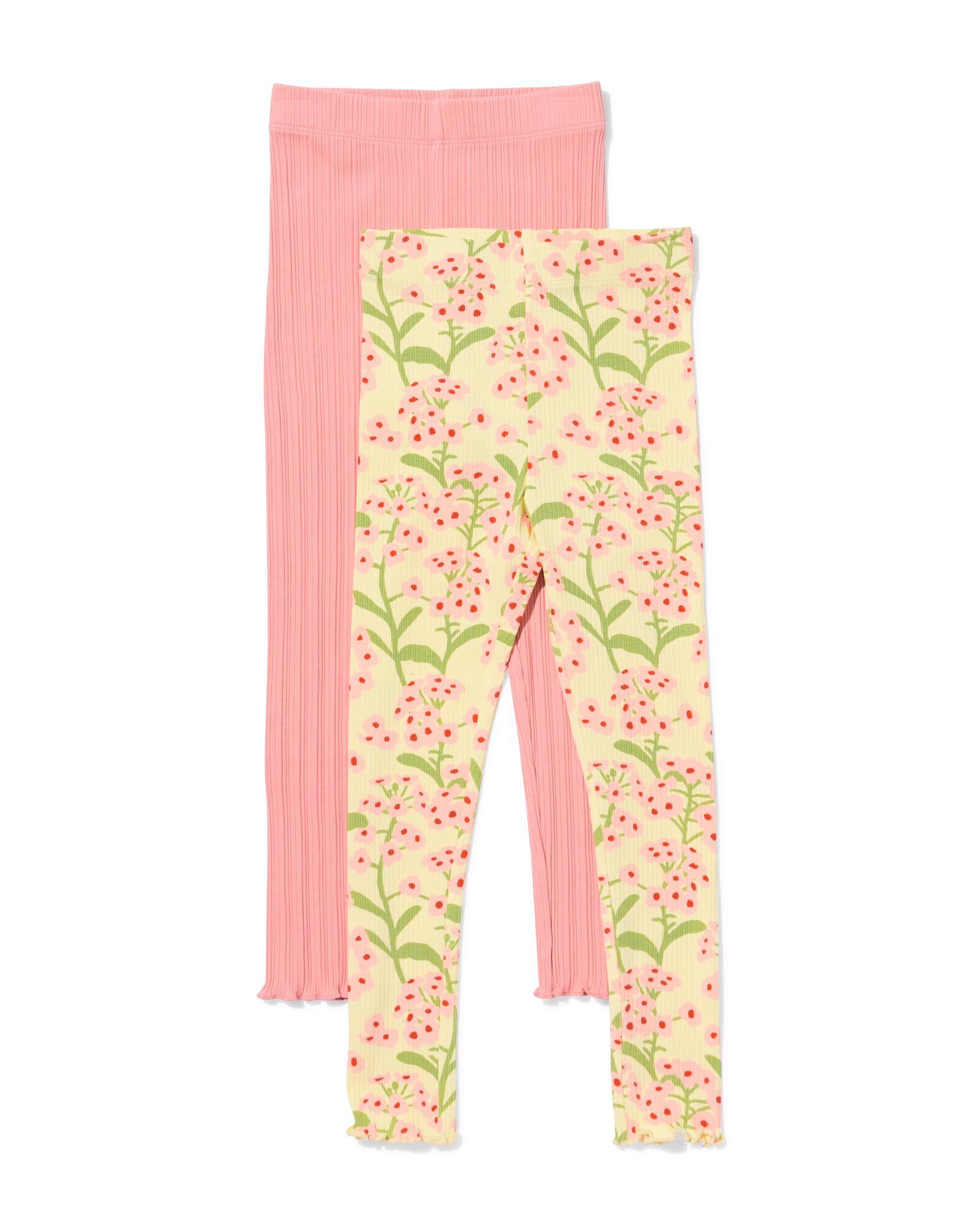 leggings enfant coupe classique c&ocirc;tel&eacute; fleurs - lot de 2 rose p&acirc;le rose p&acirc;le - 30829402LIGHTPINK - HEMA