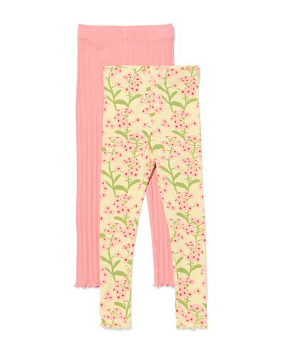 leggings enfant coupe classique c&ocirc;tel&eacute; fleurs - lot de 2 rose p&acirc;le rose p&acirc;le - 30829402LIGHTPINK - HEMA